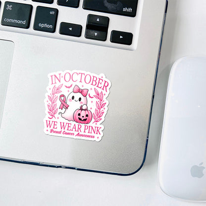 In October We Wear Pink Cute Ghost Stickers