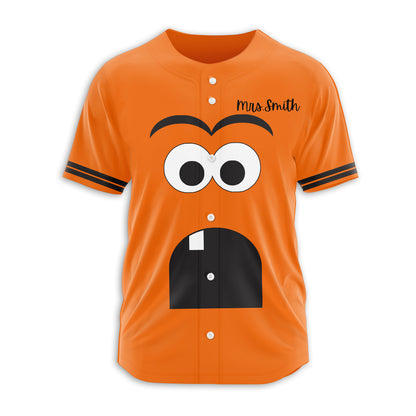 Personalized Book Character Halloween Teacher Baseball Jersey