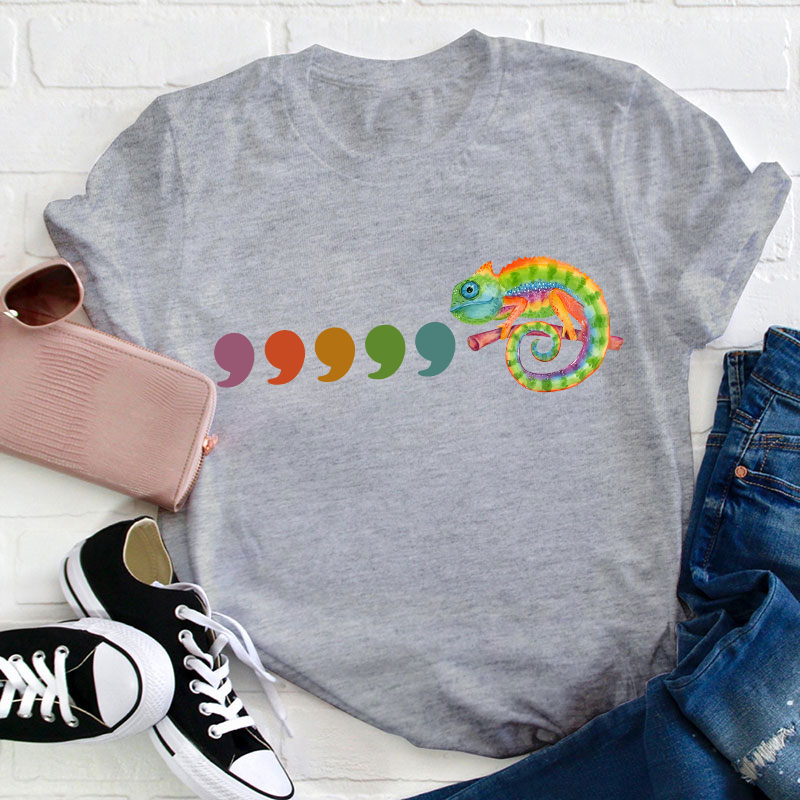 Comma Comma Chameleon Teacher T-Shirt