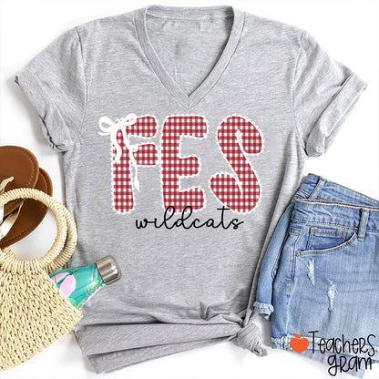 Personalized Gingham School Spirit V-Neck T-Shirt