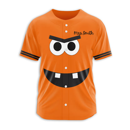 Personalized Book Character Halloween Teacher Baseball Jersey