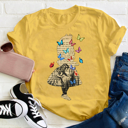 Vintage Alice In Wonderland Butterfly Teacher T-Shirt