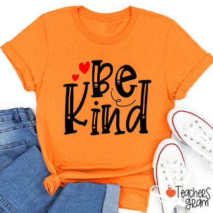 Be Kind Red Heart Teacher T-Shirt