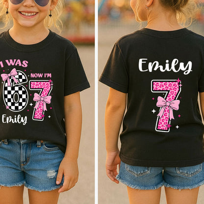Personalized Name I Was 6 Now I'm 7 Class Two Sided T-Shirt