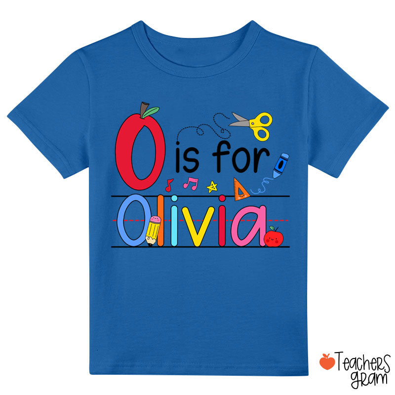 Personalized Name Apple Pencil School Stuff Class T-Shirt