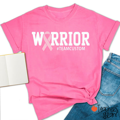 Personalized Support Squad Warrior Pink Awareness Ribbon Custom Team Tag Teacher T-Shirt