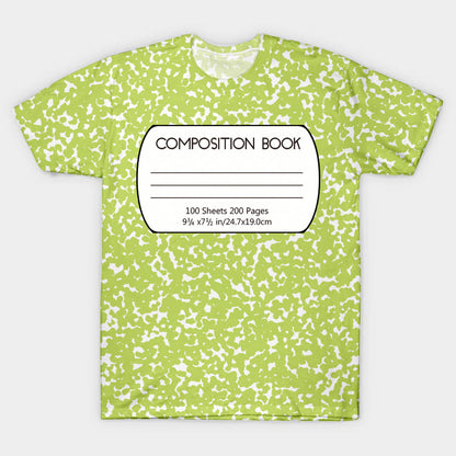 Green Composition Book Teacher Printed Super Soft T-Shirt