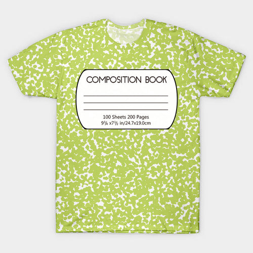 Green Composition Book Teacher Printed Super Soft T-Shirt