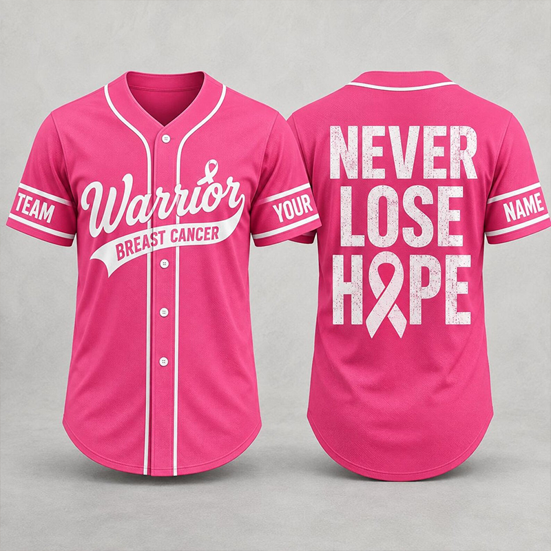 Personalized Never Lose Hope Breast Cancer Warrior Baseball Jersey