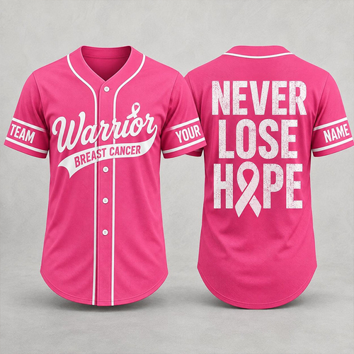 Personalized Never Lose Hope Breast Cancer Warrior Baseball Jersey