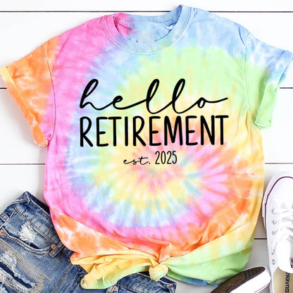 Personalized Hello Retirement Teacher Tie-dye T-Shirt