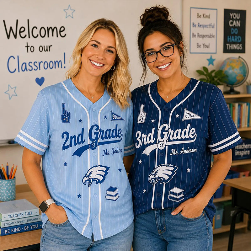 Personalized Grade Mascot Name Number Graphic Baseball Jersey