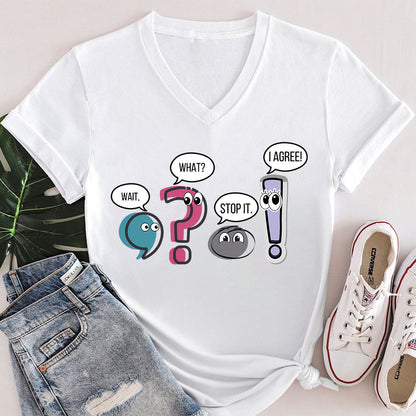Grammar Wait What Stop It I Agree Teacher Female V-Neck T-Shirt