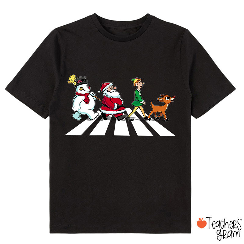 Santa Claus And His Friends Crossing The Road Class T-Shirt