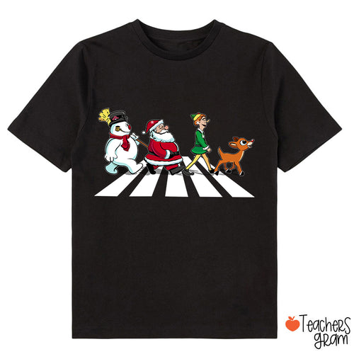 Santa Claus And His Friends Crossing The Road Class T-Shirt