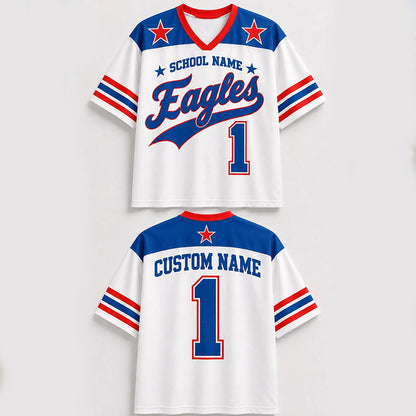 Personalized School Name Mascot And Number Contrast Teacher Mesh Jersey