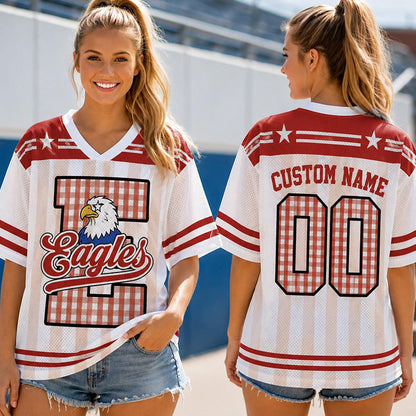 Personalized Mascot Plaid Letter Star Stripe Teacher Mesh Jersey