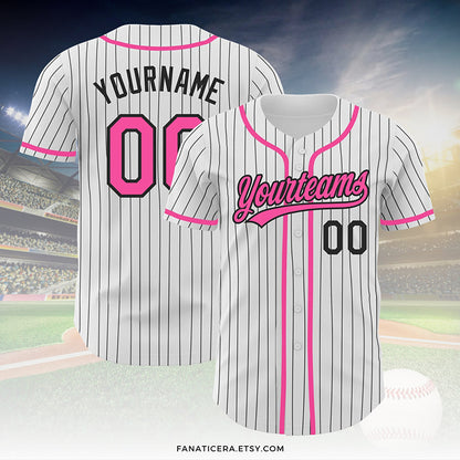 Personalized Team Name Number Pinstripe Baseball Jersey
