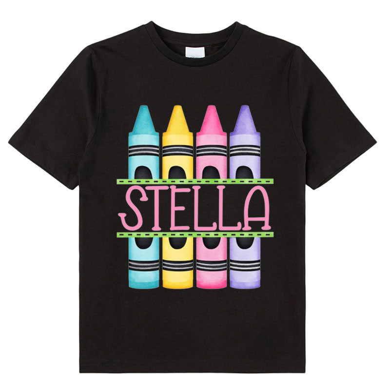 Personalized Welcome Back To School Colorful Crayon Kid T-Shirt