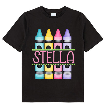 Personalized Welcome Back To School Colorful Crayon Kid T-Shirt