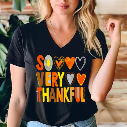 So Very Thankful Teacher Female V-Neck T-Shirt