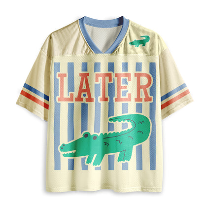 Striped Later Gator After While Crocodile Teacher Mesh Jersey