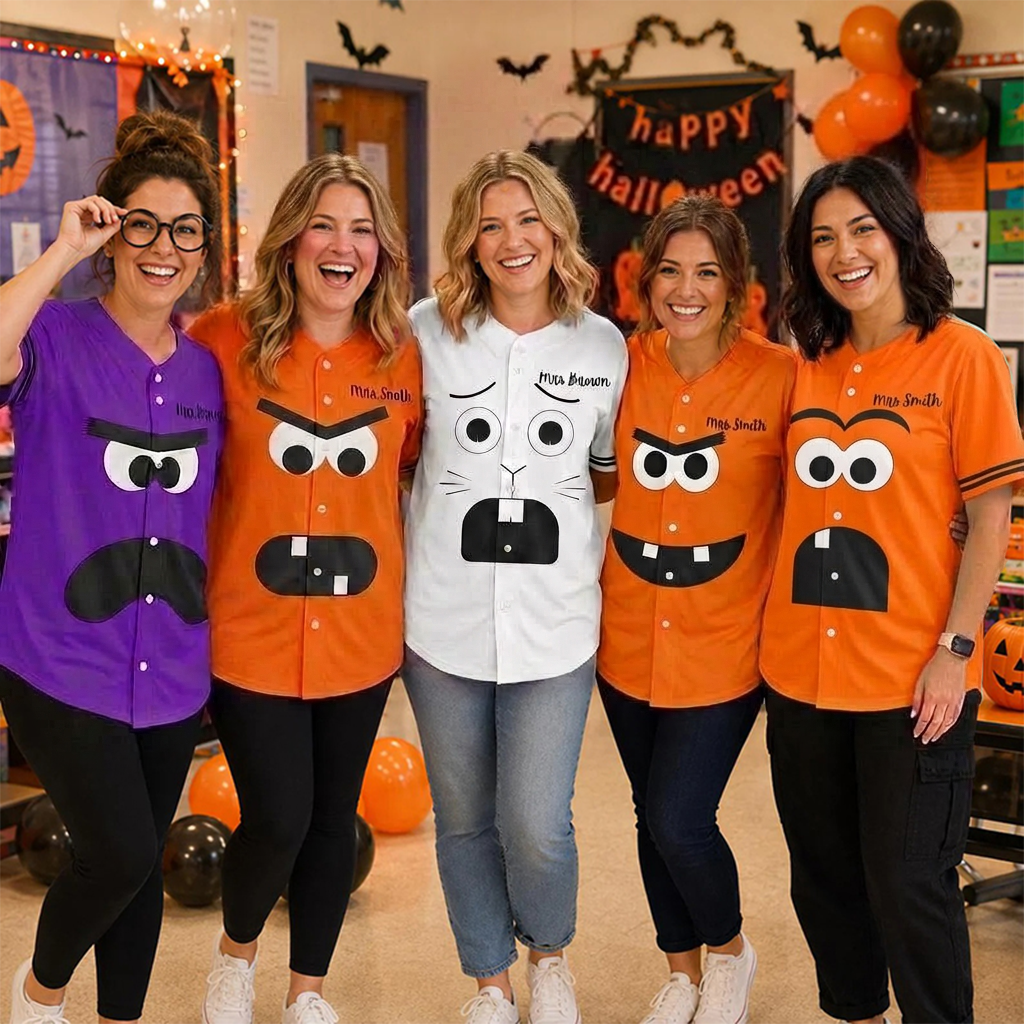 Personalized Book Character Halloween Teacher Baseball Jersey