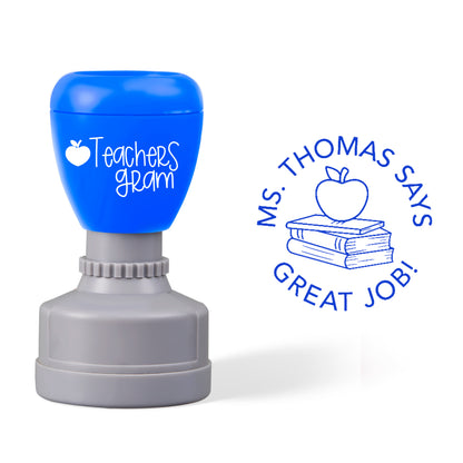Personalized Name Great Job Book Apple Teacher Stamp