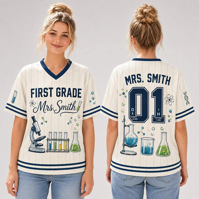 Personalized Grade And Name Science Teacher Mesh Jersey