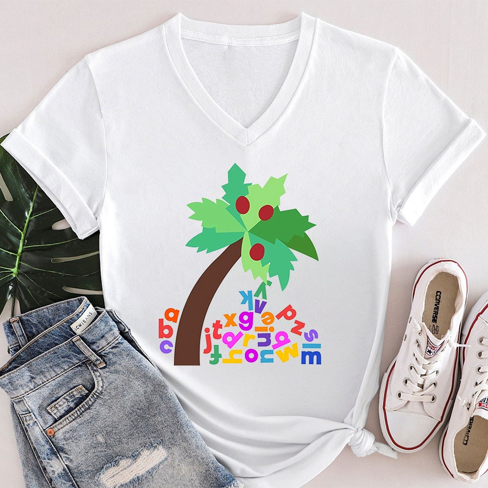 Coconut Tree Teacher Female V-Neck T-Shirt
