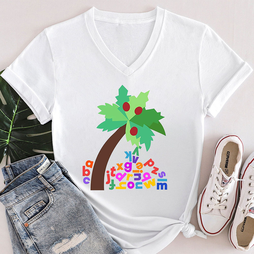 Coconut Tree Teacher Female V-Neck T-Shirt