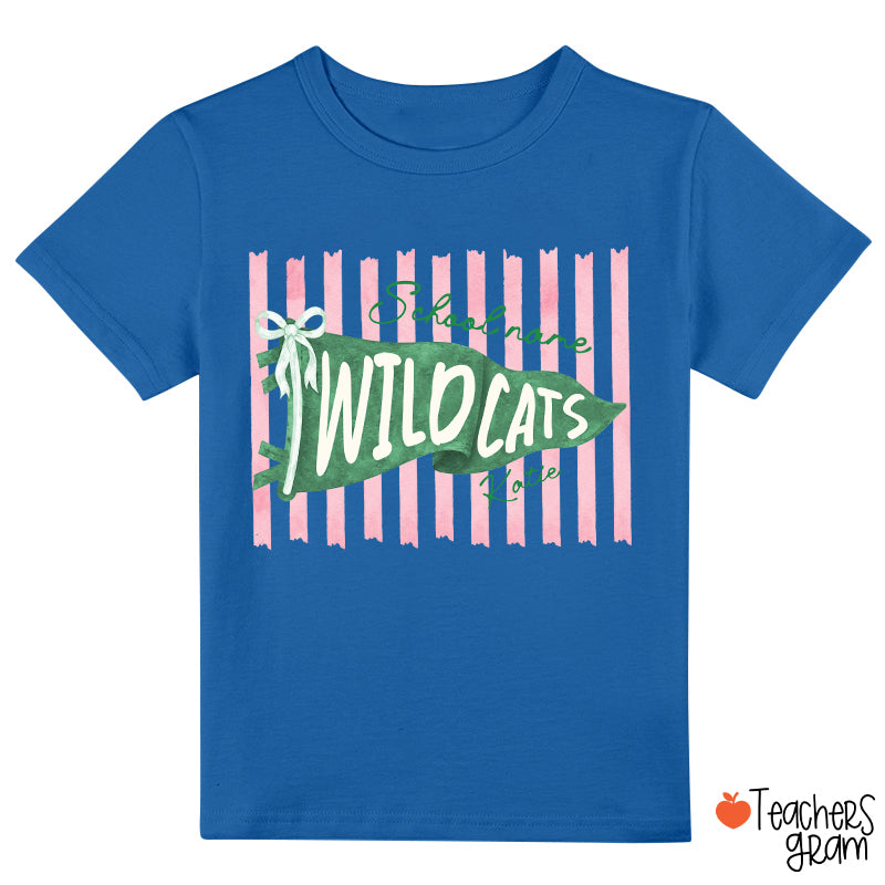 Personalized Mascot School Spirit Stripes Pennant Class T-Shirt