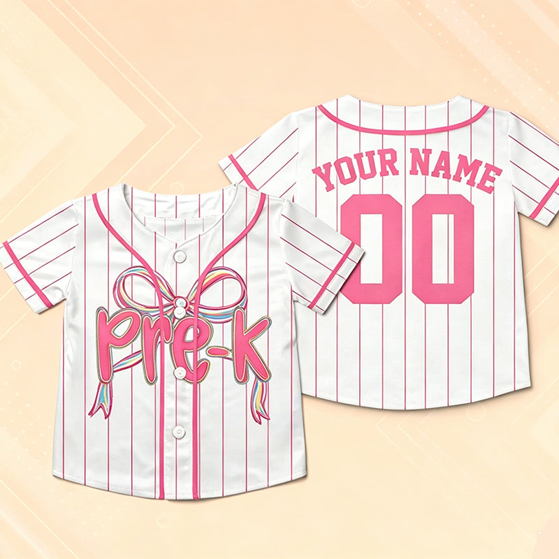 Personalized Grade And Name Coquette Bow Class Baseball Jersey