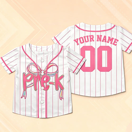 Personalized Grade And Name Coquette Bow Class Baseball Jersey