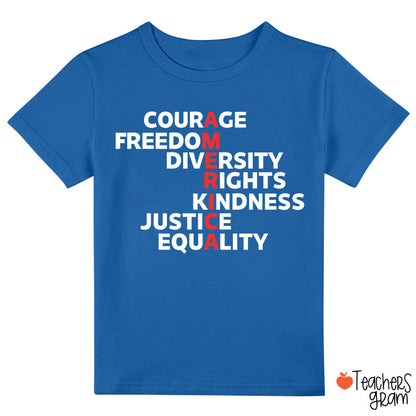 Courage Freedom Diversity Right Kindness Justice Equality America Class T-Shirt