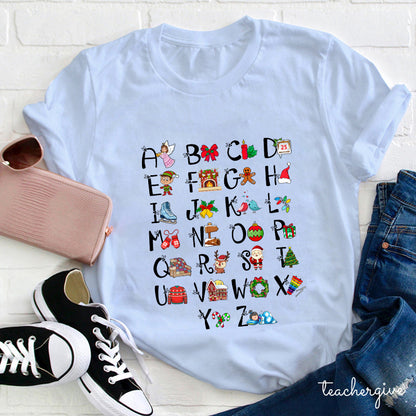 Learn The Alphabet With Christmas Teacher T-Shirt
