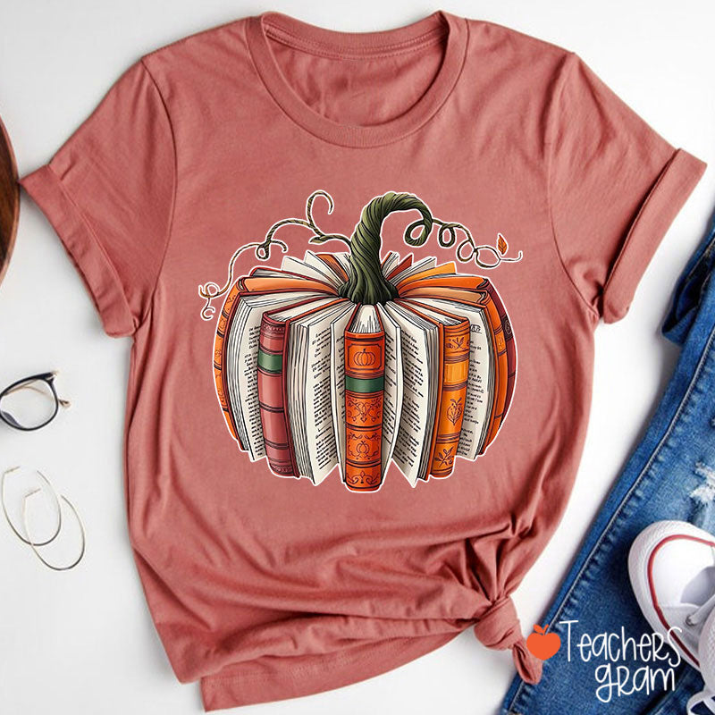 Pumpkin Book Teacher T-Shirt