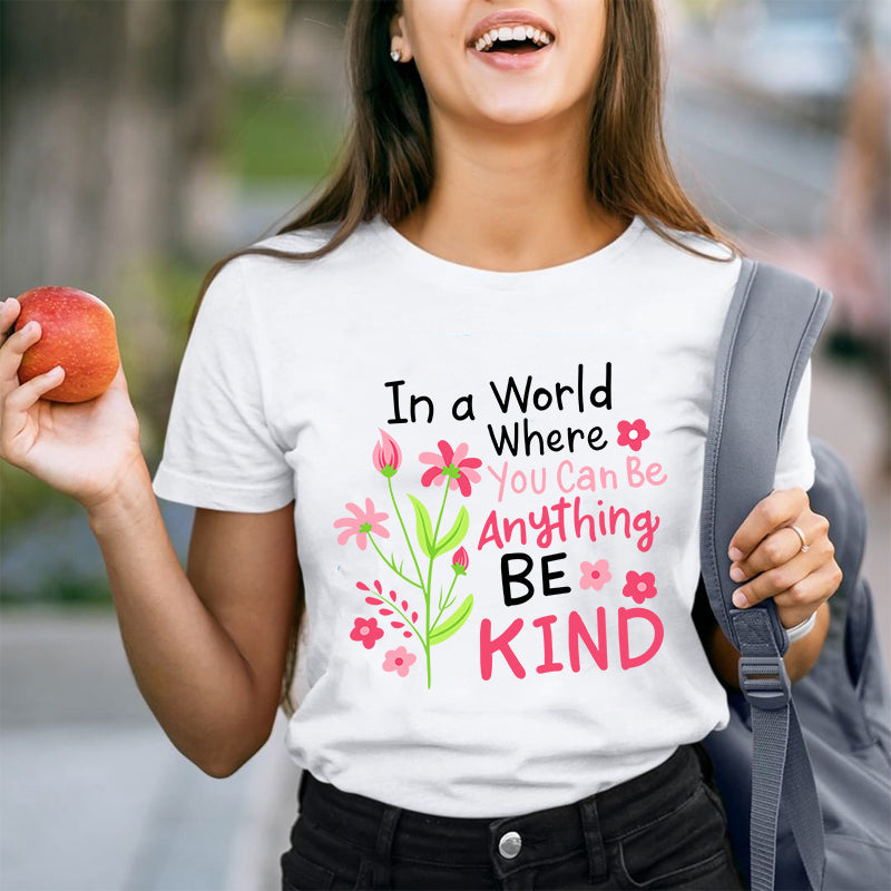 Be Kind Pink Flower Teacher T-Shirt