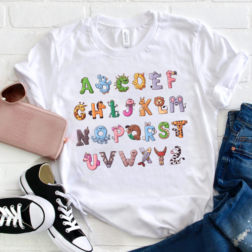 ABCDE Cute Animals Letter T-Shirt