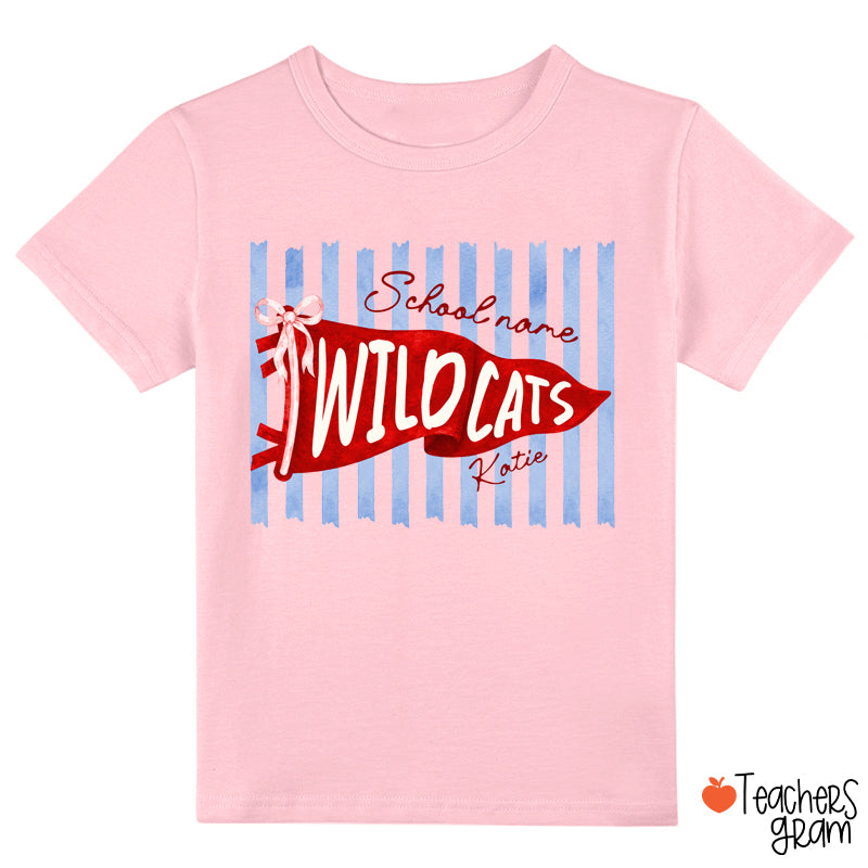 Personalized Mascot School Spirit Stripes Pennant Class T-Shirt