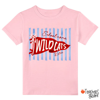 Personalized Mascot School Spirit Stripes Pennant Class T-Shirt