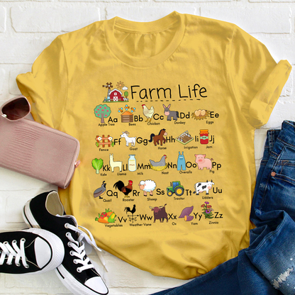 Farm Life Alphabet Teacher T-Shirt