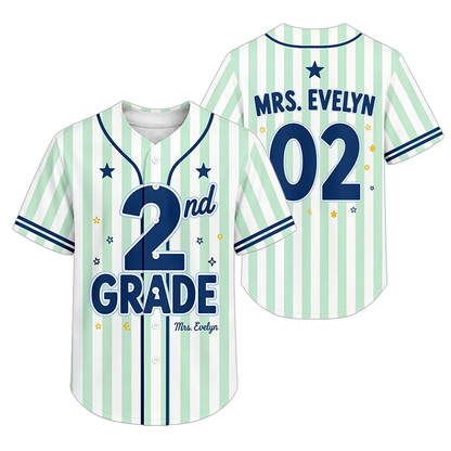 Personalized Grade And Name Striped Teacher Baseball Jersey