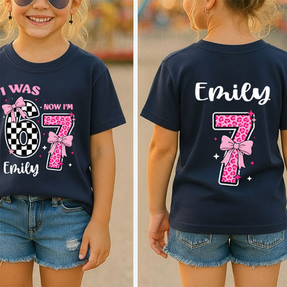 Personalized Name I Was 6 Now I'm 7 Class Two Sided T-Shirt