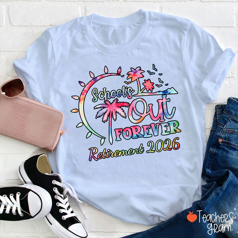 Personalized Tie Dye Style Retirement Teacher T-Shirt