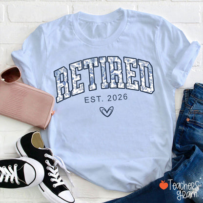 Personalized Toile Retirement Blue And White Porcelain Teacher T-Shirt