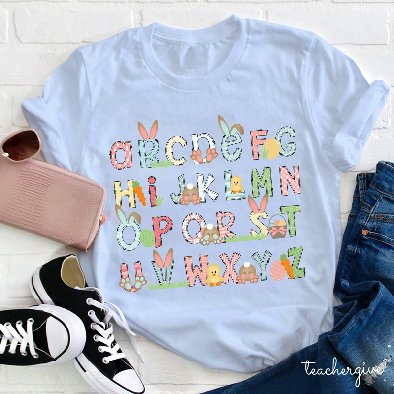 Bunny Chicken Alphabet Teacher T-Shirt