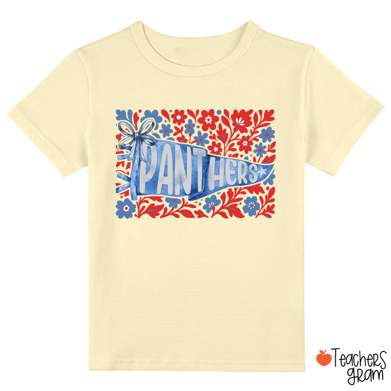 Personalized Mascot Pennant Flowes School Spirit Class T-Shirt