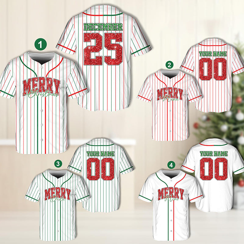 Personalized Name And Number Merry Christmas Teacher Baseball Jersey