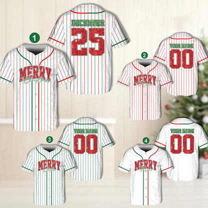 Personalized Name And Number Merry Christmas Teacher Baseball Jersey